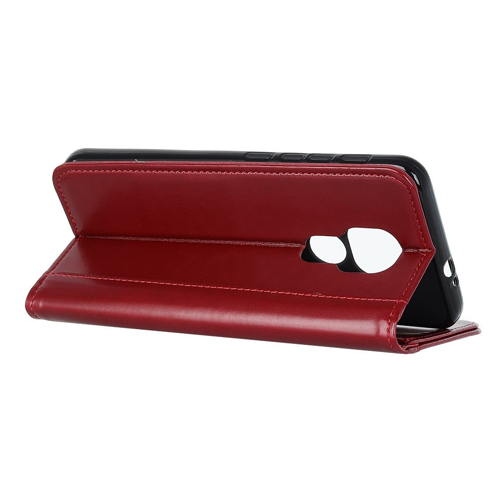 Auto-absorbed Split Leather + TPU Wallet Phone Case for Motorola Moto G Play (2021) - Red-8