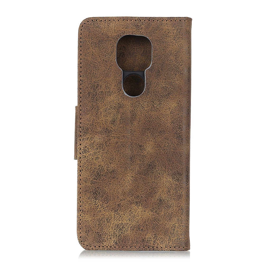 Retro Style Split Leather + TPU Wallet Stand Case Cover for Motorola Moto G Play (2021) - Brown-10