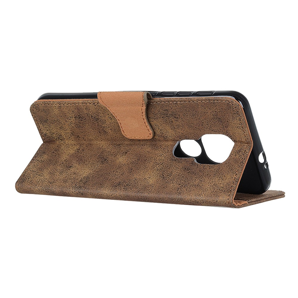 Retro Style Split Leather + TPU Wallet Stand Case Cover for Motorola Moto G Play (2021) - Brown-11