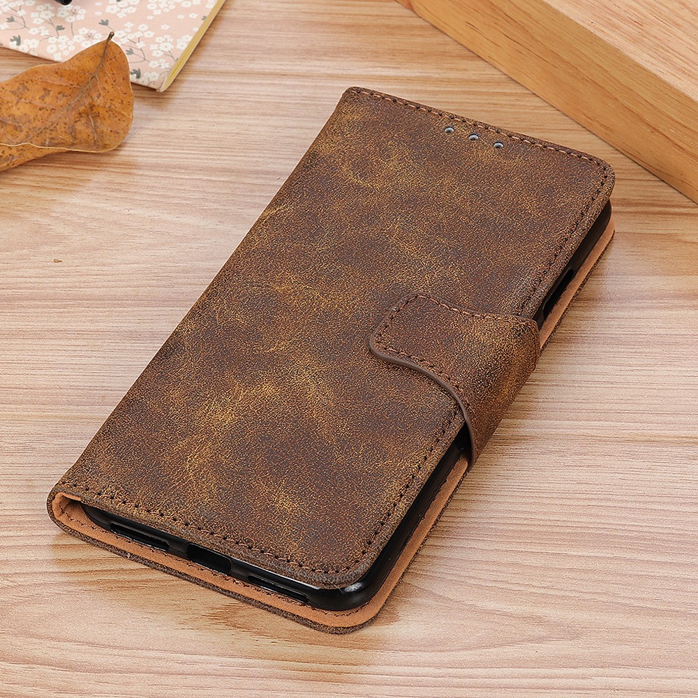 Retro Style Split Leather + TPU Wallet Stand Case Cover for Motorola Moto G Play (2021) - Brown-12