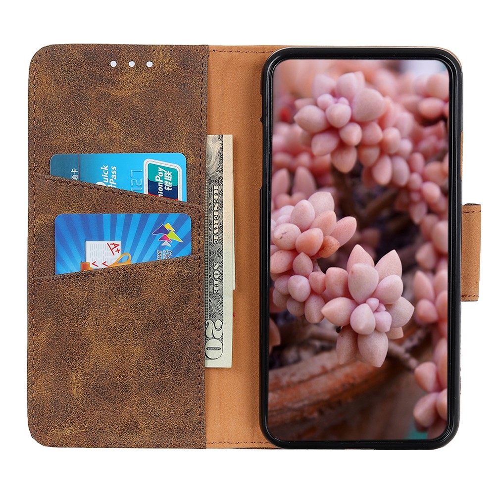 Retro Style Split Leather + TPU Wallet Stand Case Cover for Motorola Moto G Play (2021) - Brown-4