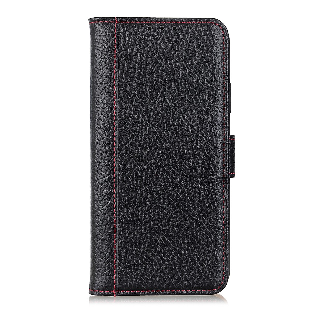 Contrast Color Litchi Grain Leather Phone Shell for Motorola Moto G Stylus (2021) - Black-4