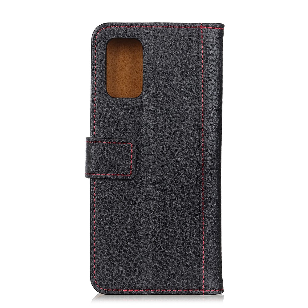 Contrast Color Litchi Grain Leather Phone Shell for Motorola Moto G Stylus (2021) - Black-6