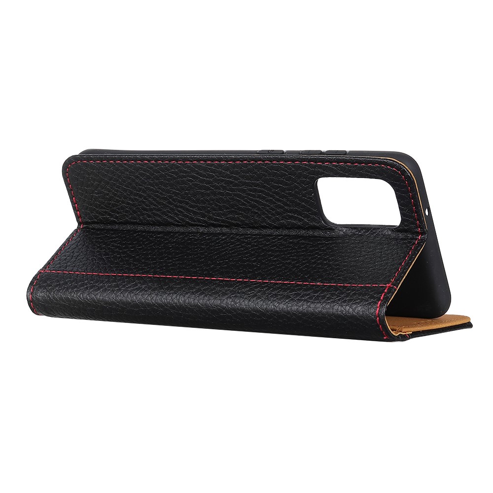 Contrast Color Litchi Grain Leather Phone Shell for Motorola Moto G Stylus (2021) - Black-7