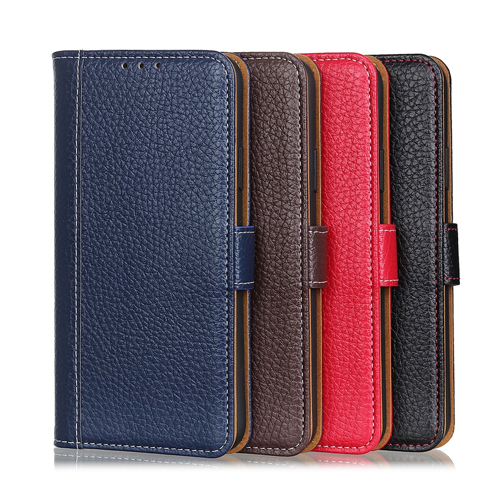 Contrast Color Litchi Grain Leather Phone Shell for Motorola Moto G Stylus (2021) - Black-9