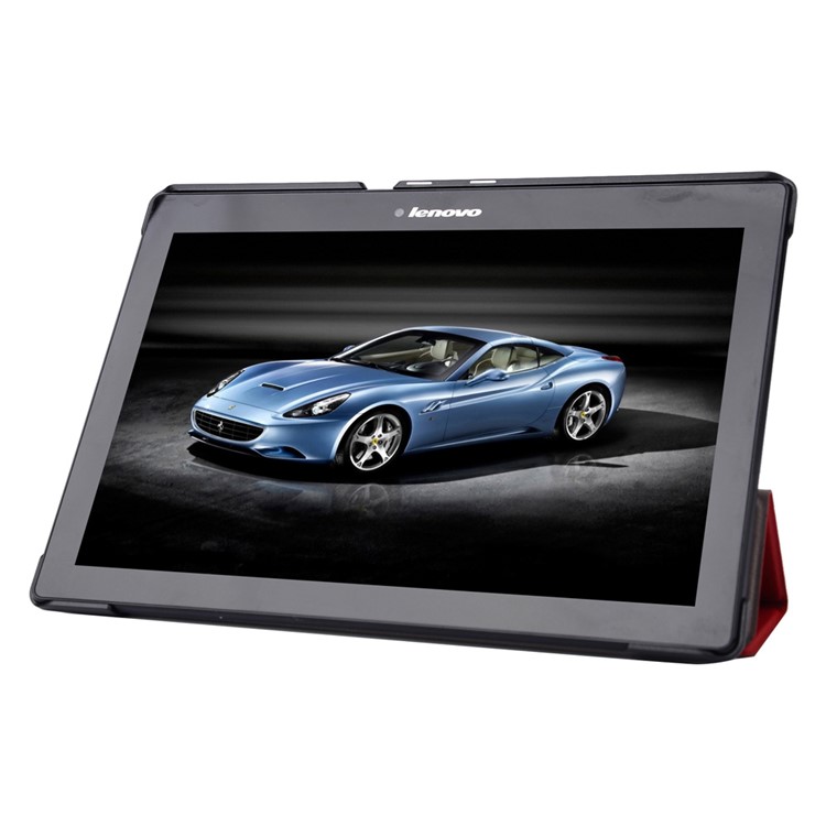 Tri-fold Stand Leather Tablet Shell for Lenovo Tab3 10 - Red-3