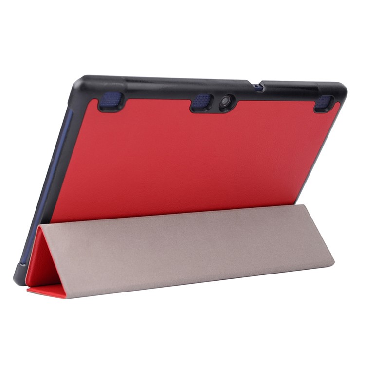 Tri-fold Stand Leather Tablet Shell for Lenovo Tab3 10 - Red-5