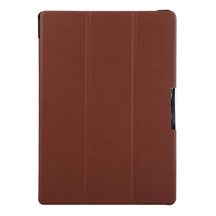 Tri-fold Stand Protective Leather Shell Case for Lenovo Tab3 10 - Brown-1