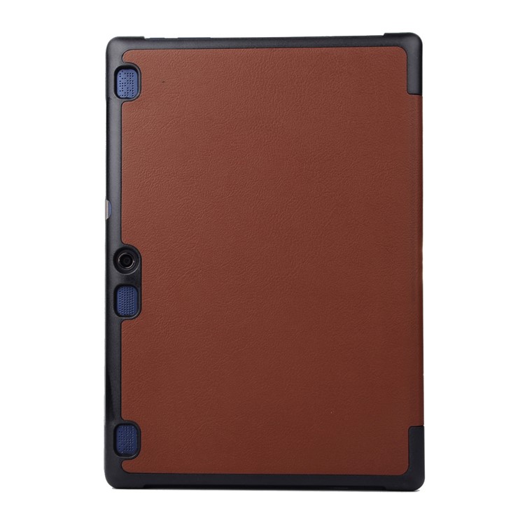Tri-fold Stand Protective Leather Shell Case for Lenovo Tab3 10 - Brown-2