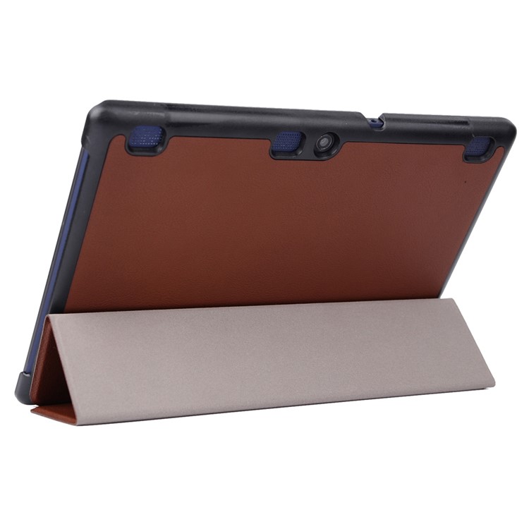 Tri-fold Stand Protective Leather Shell Case for Lenovo Tab3 10 - Brown-5