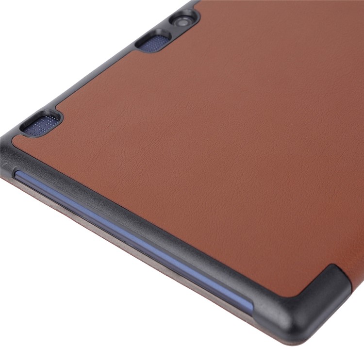 Tri-fold Stand Protective Leather Shell Case for Lenovo Tab3 10 - Brown-8