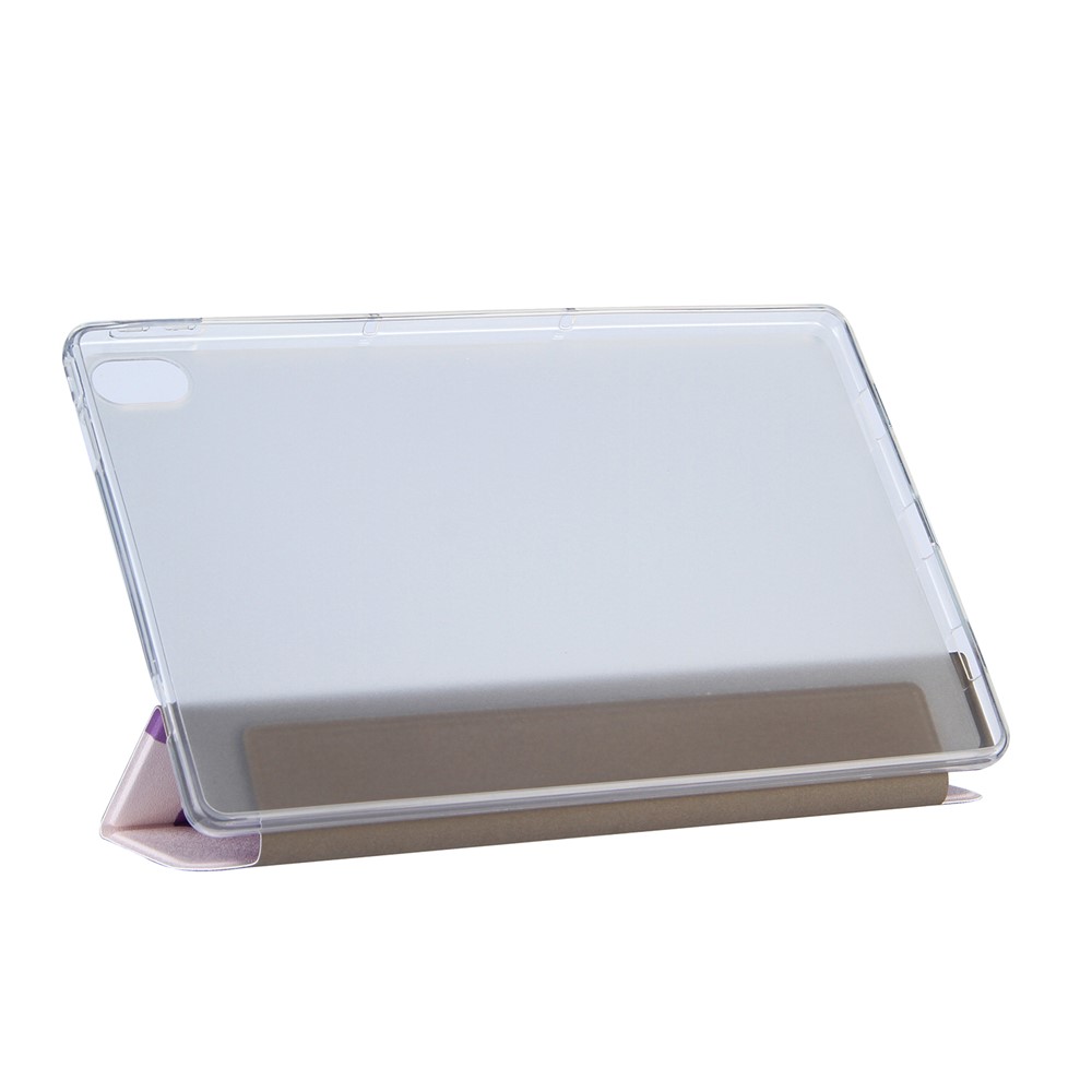 Tri-Fold Stand Design Leather Tablet Cover Shell with Pattern Printing for Lenovo Tab P11 TB-J606F - Purple Flower-3