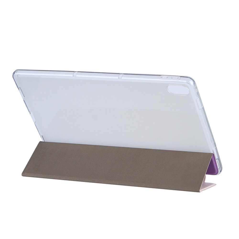 Tri-Fold Stand Design Leather Tablet Cover Shell with Pattern Printing for Lenovo Tab P11 TB-J606F - Purple Flower-4