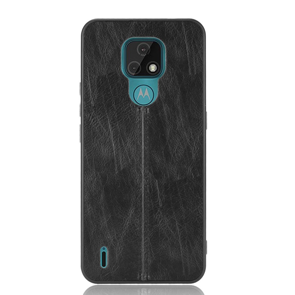 Lightweight PU Leather Coated PC + TPU Hybrid Mobile Phone Case for Motorola Moto E7 - Black-2
