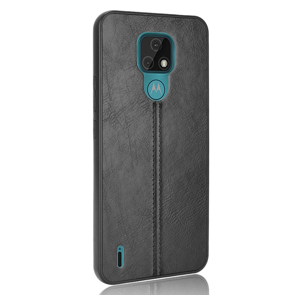 Lightweight PU Leather Coated PC + TPU Hybrid Mobile Phone Case for Motorola Moto E7 - Black-3