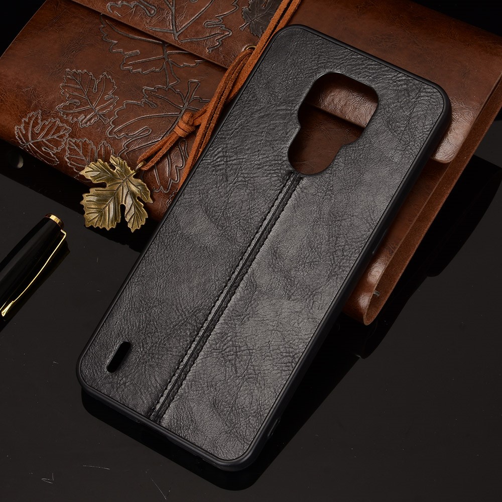Lightweight PU Leather Coated PC + TPU Hybrid Mobile Phone Case for Motorola Moto E7 - Black-7