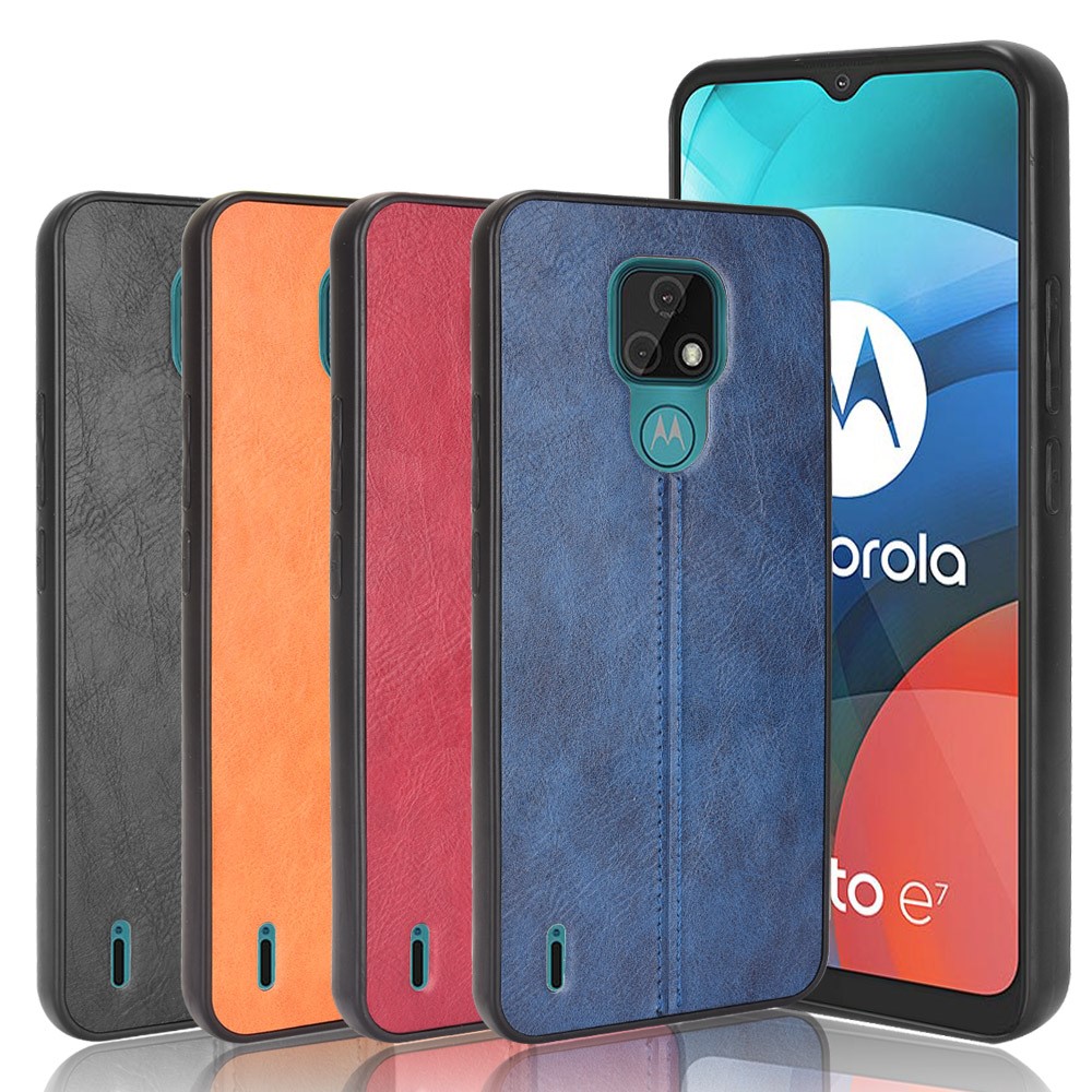 Lightweight PU Leather Coated PC + TPU Hybrid Mobile Phone Case for Motorola Moto E7 - Black-8