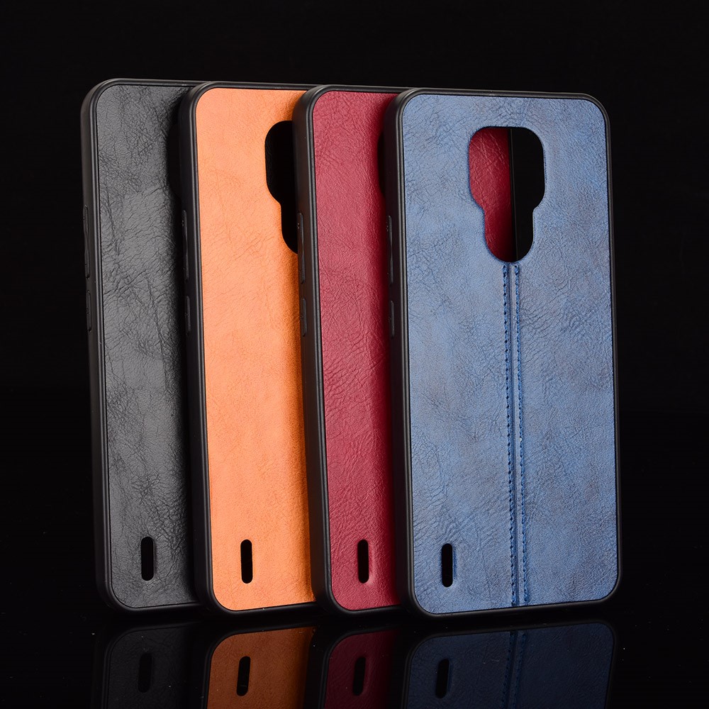 Lightweight PU Leather Coated PC + TPU Hybrid Mobile Phone Case for Motorola Moto E7 - Black-9