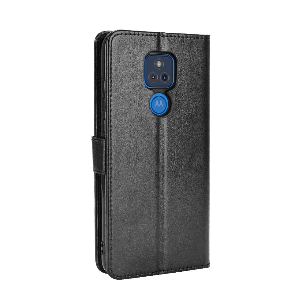 Crazy Horse Skin Leather Wallet Stand Design Phone Cover Shell with Lanyard for Motorola Moto G Play (2021) - Black-3