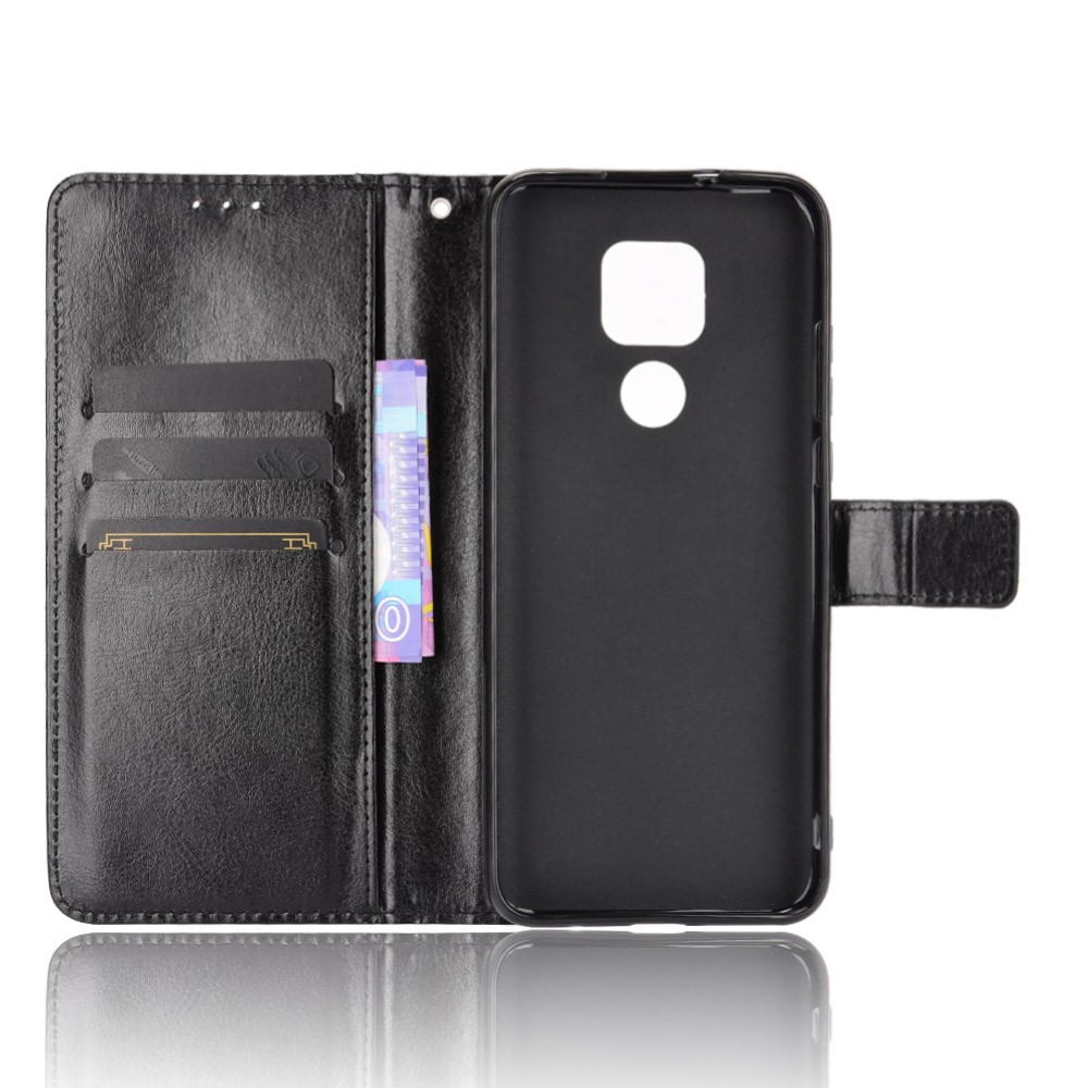 Crazy Horse Skin Leather Wallet Stand Design Phone Cover Shell with Lanyard for Motorola Moto G Play (2021) - Black-5