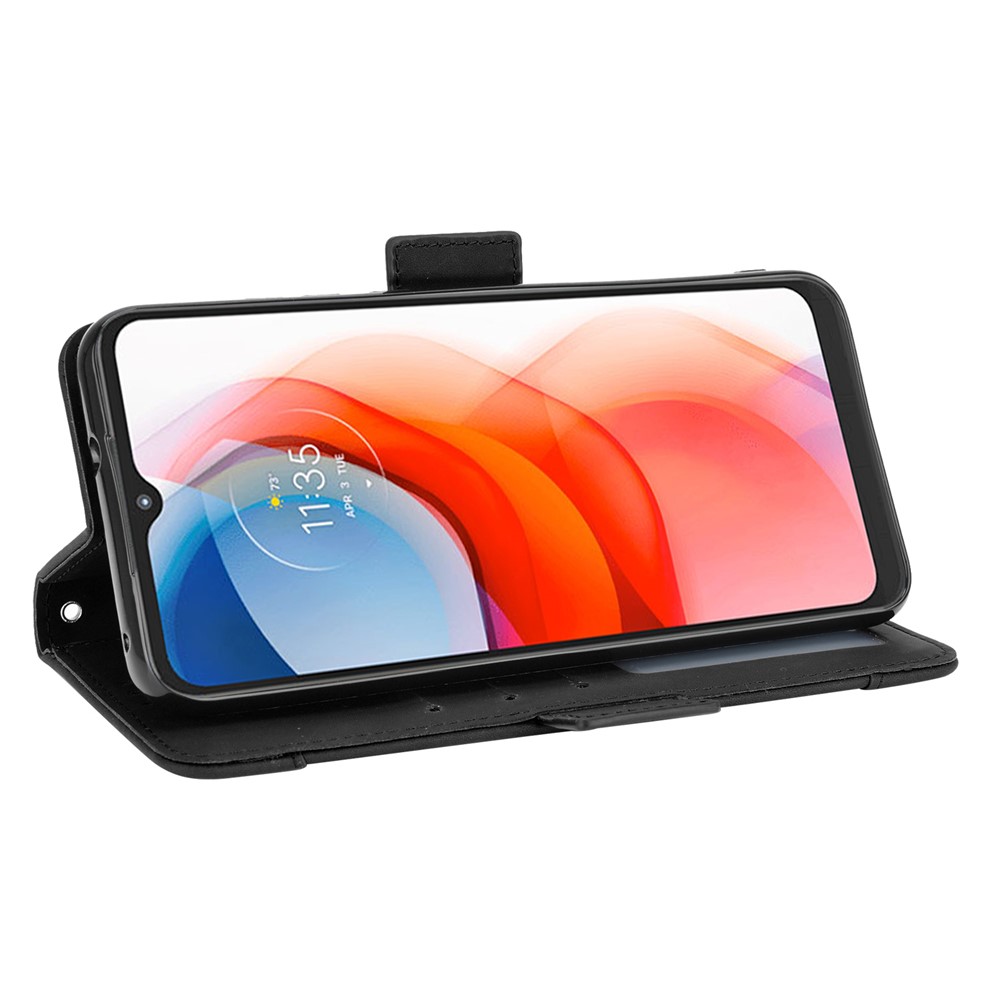 Wallet Stand Design Multiple Card Slots Leather Phone Protective Cover Case for Motorola Moto G Play (2021) - Black-7