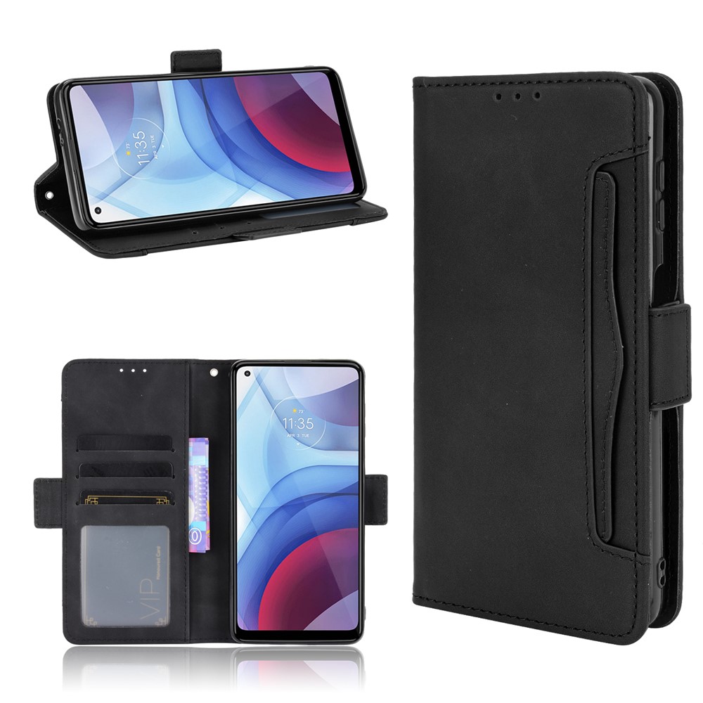Multiple Card Slots Design Leather Wallet Phone Stand Protective Cover Case for Motorola Moto G Power (2021) - Black-1