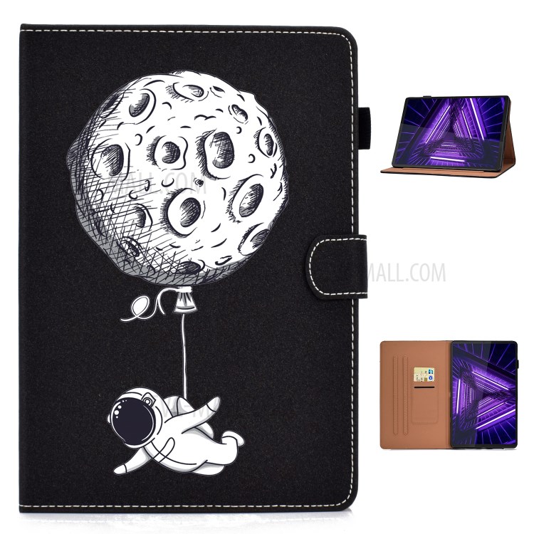 Pattern Printing Card Holder Leather Tablet Casing for Lenovo Tab M10 HD Gen 2 - Spaceman-1