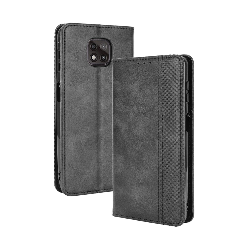 Magnetic Vintage Style Wallet Stand Phone Case Cover for Motorola Moto G Power (2021) - Black-2