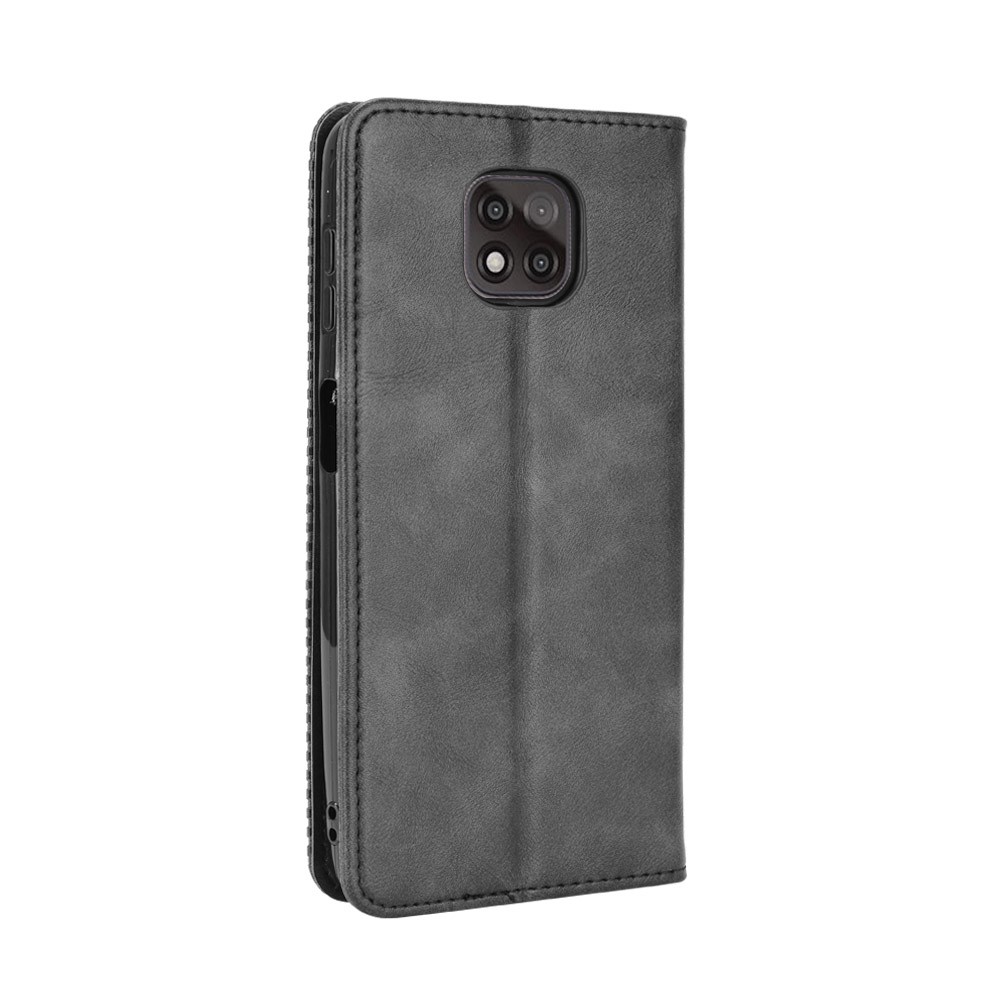 Magnetic Vintage Style Wallet Stand Phone Case Cover for Motorola Moto G Power (2021) - Black-3