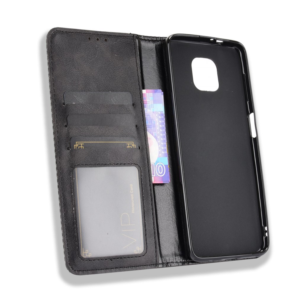 Magnetic Vintage Style Wallet Stand Phone Case Cover for Motorola Moto G Power (2021) - Black-5