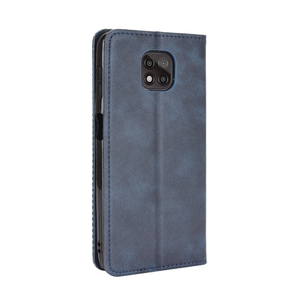 Magnetic Vintage Style Wallet Stand Phone Case Cover for Motorola Moto G Power (2021) - Blue-3
