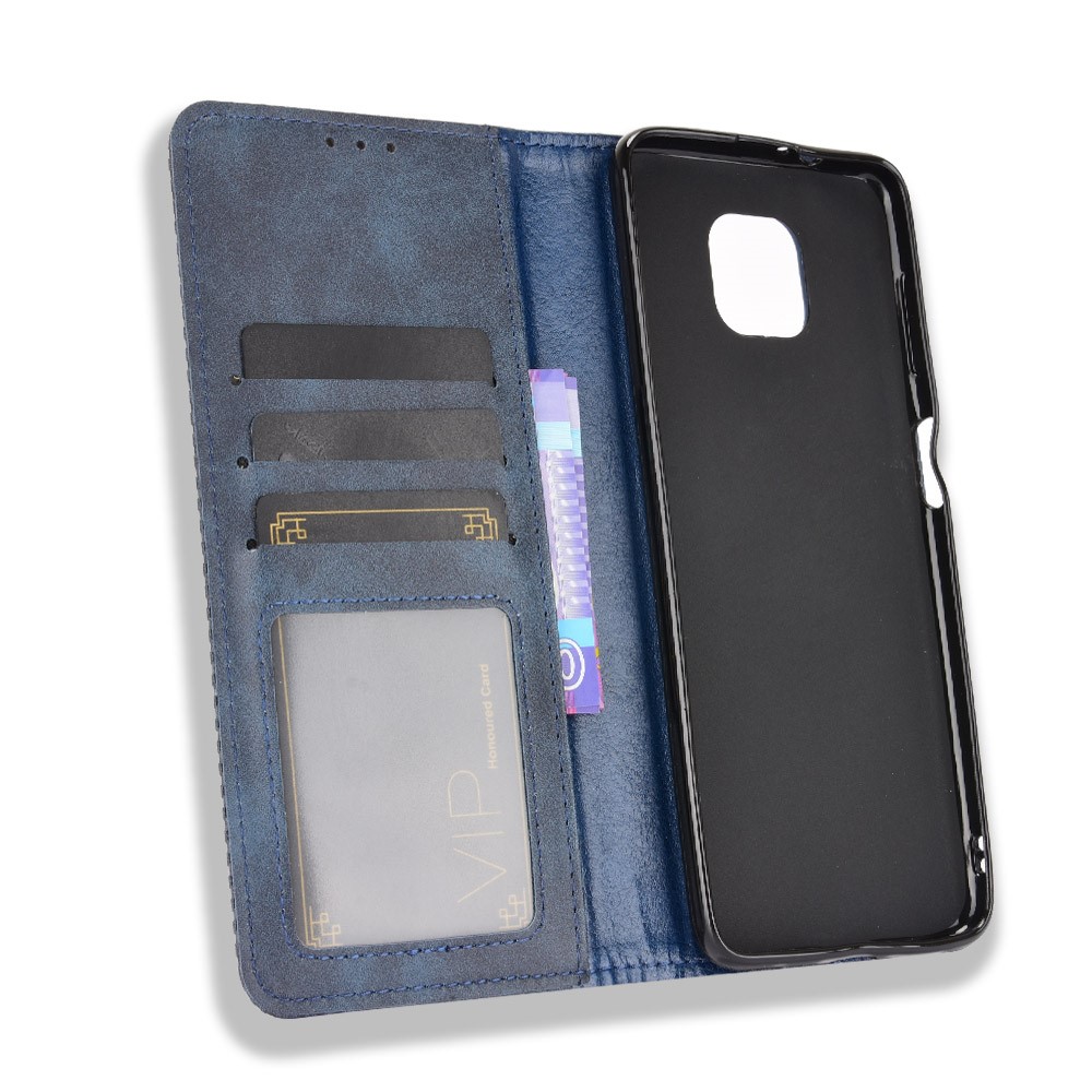 Magnetic Vintage Style Wallet Stand Phone Case Cover for Motorola Moto G Power (2021) - Blue-5