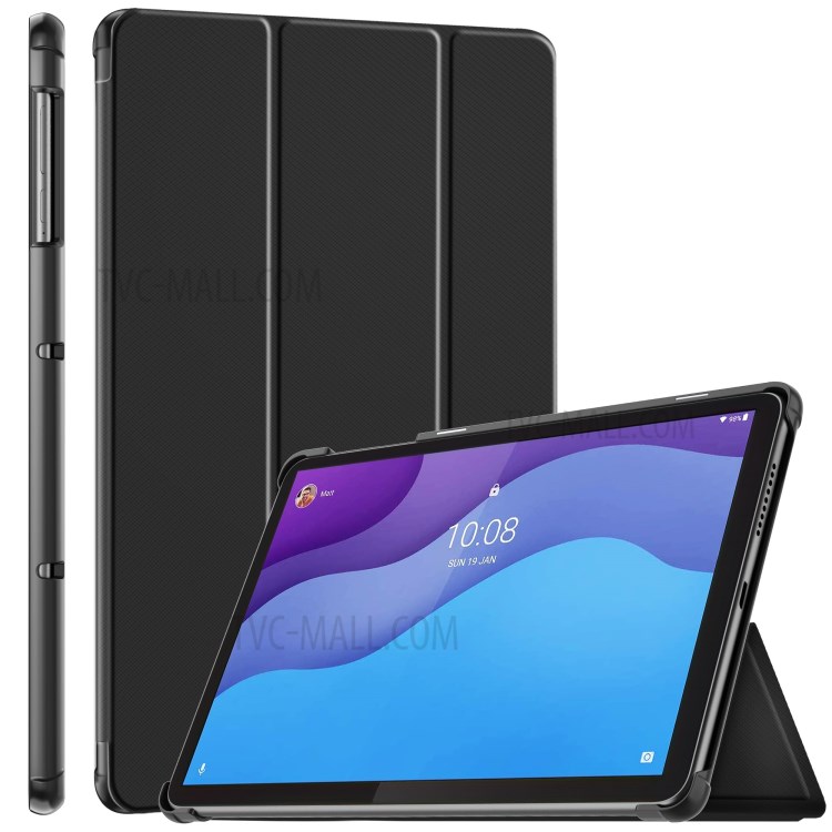 Tri-fold Stand PU Leather Tablet Smart Protective Case for Lenovo Tab M10 HD Gen 2 10.1-inch - Black-2