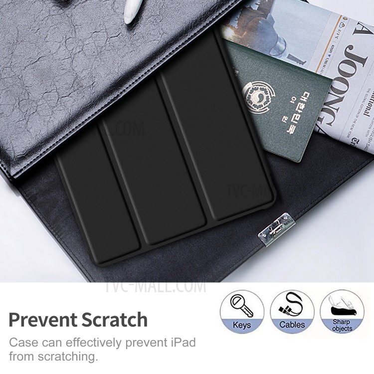 Tri-fold Stand PU Leather Tablet Smart Protective Case for Lenovo Tab M10 HD Gen 2 10.1-inch - Black-4