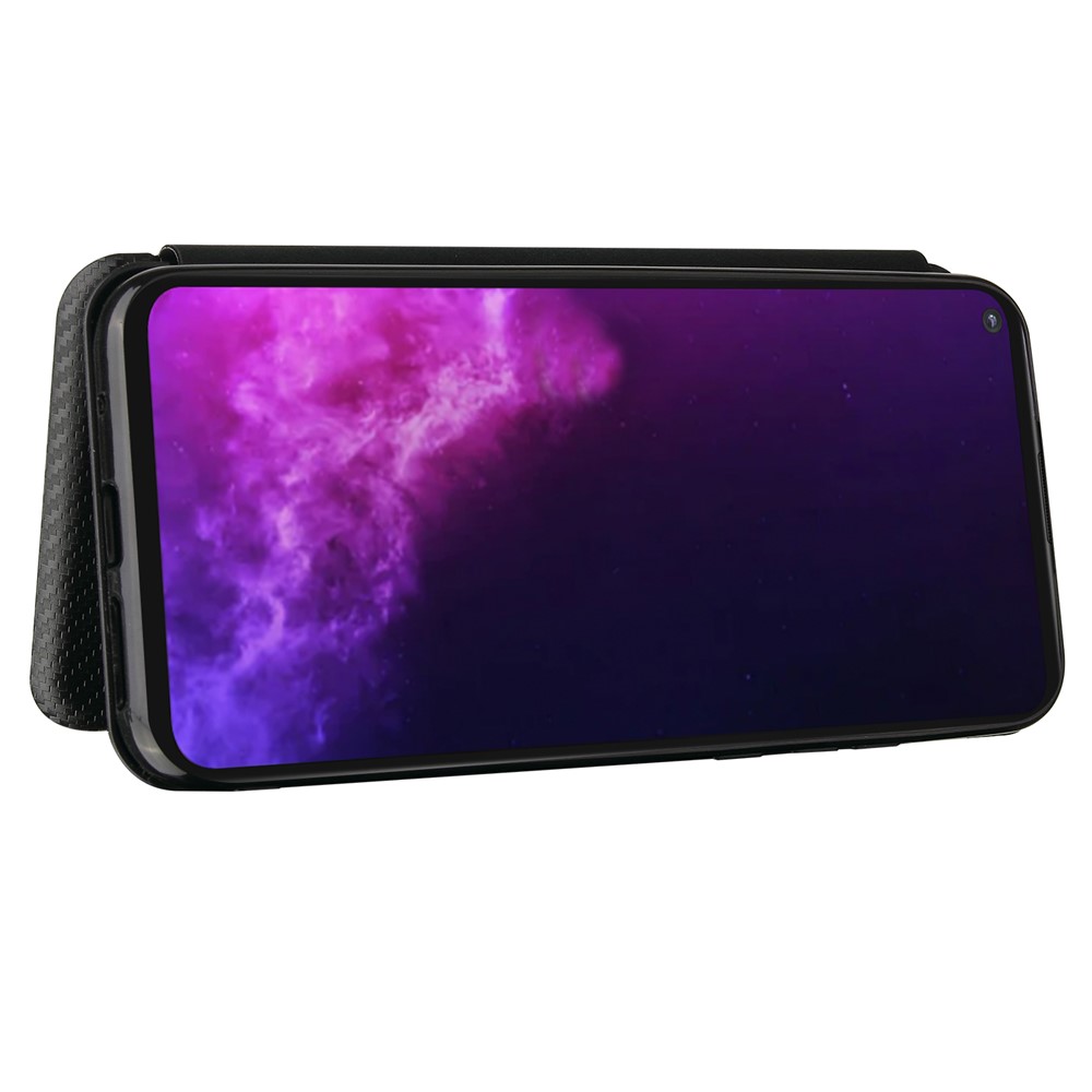 Auto-absorbed Stand Cover for Motorola Moto G Play (2021) Carbon Fiber Texture Leather Case - Black-4