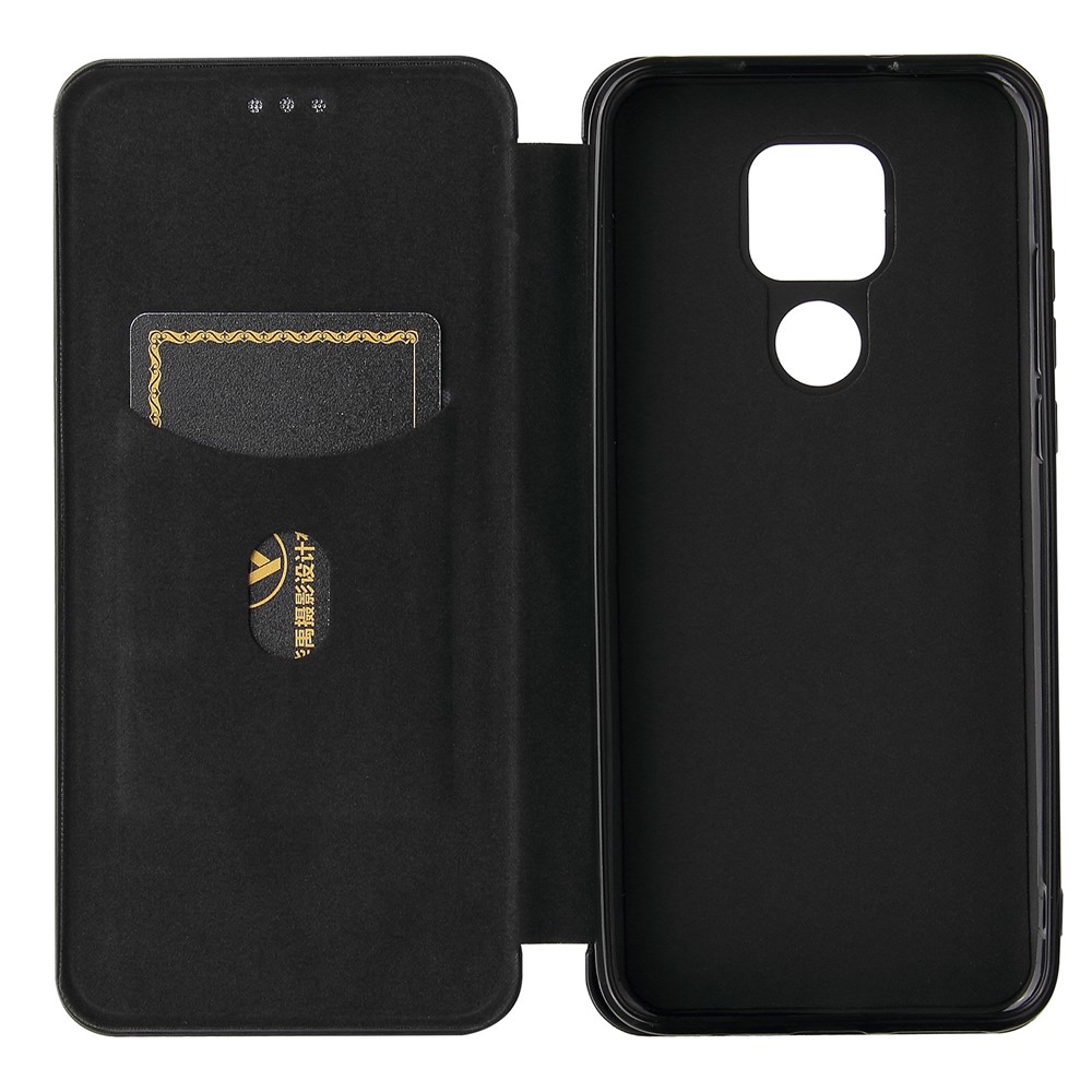 Auto-absorbed Stand Cover for Motorola Moto G Play (2021) Carbon Fiber Texture Leather Case - Black-6