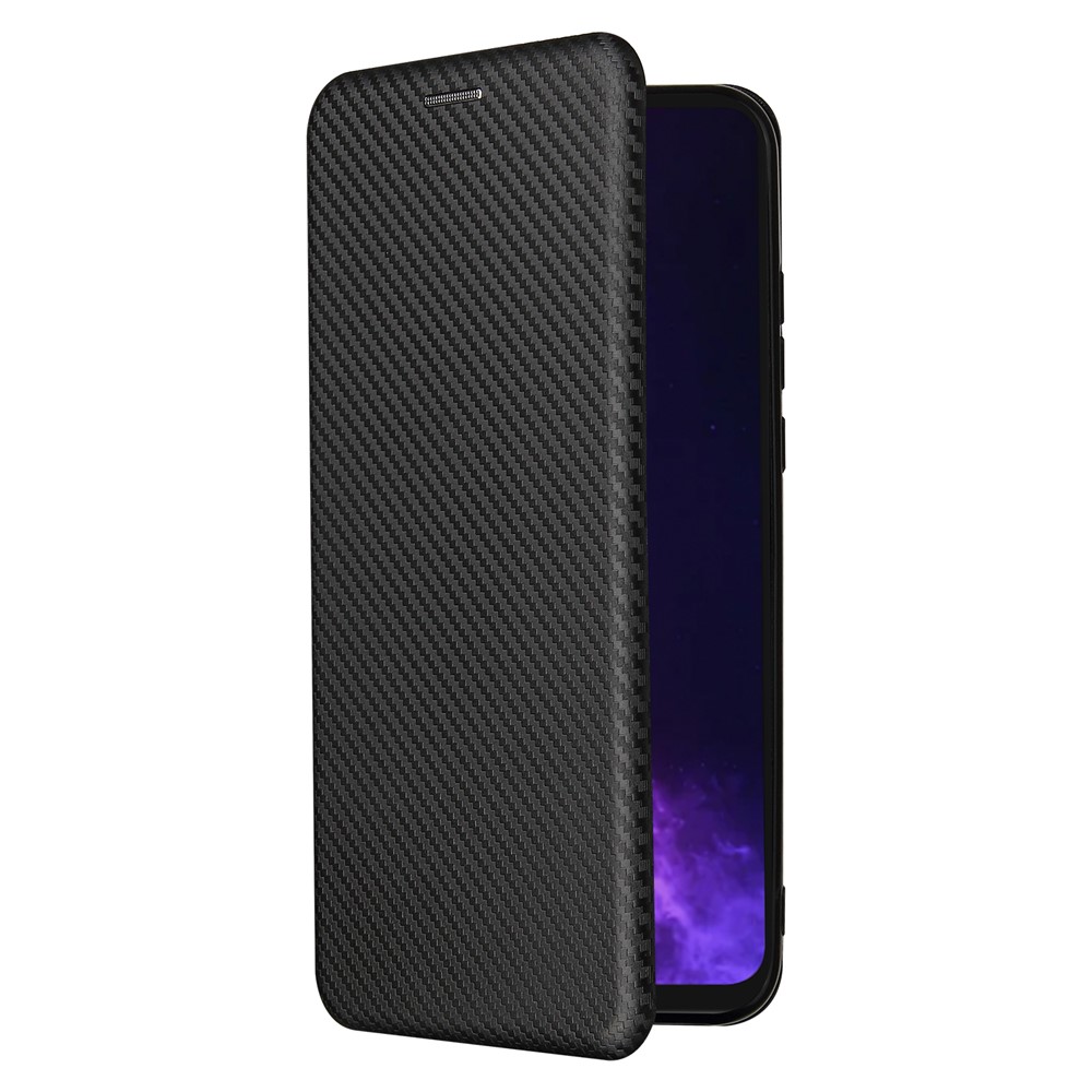 Auto-absorbed Stand Cover for Motorola Moto G Play (2021) Carbon Fiber Texture Leather Case - Black-9