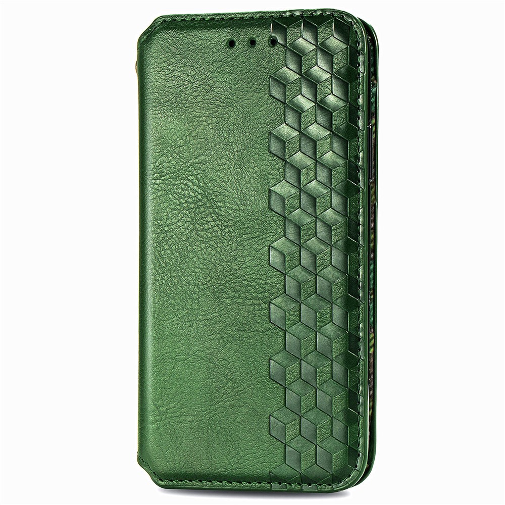 Auto-Absorbed Rhombus Imprinting Decor Fashionable Leather Phone Cover Case for Motorola Moto G9 Power - Green-3