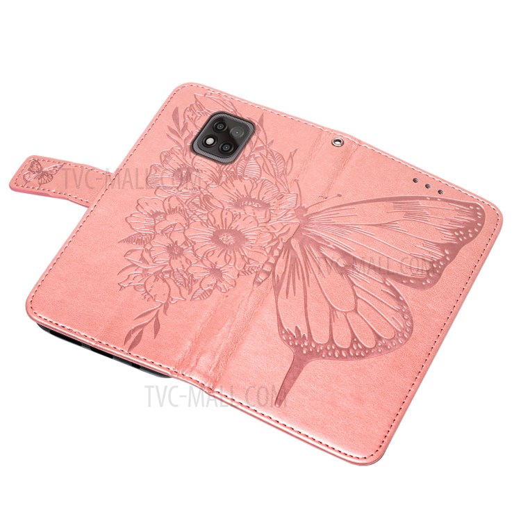 Imprint Butterfly Flower Pattern Wallet Stand Leather Cover Case for Motorola Moto G Power (2021) - Rose Gold-10
