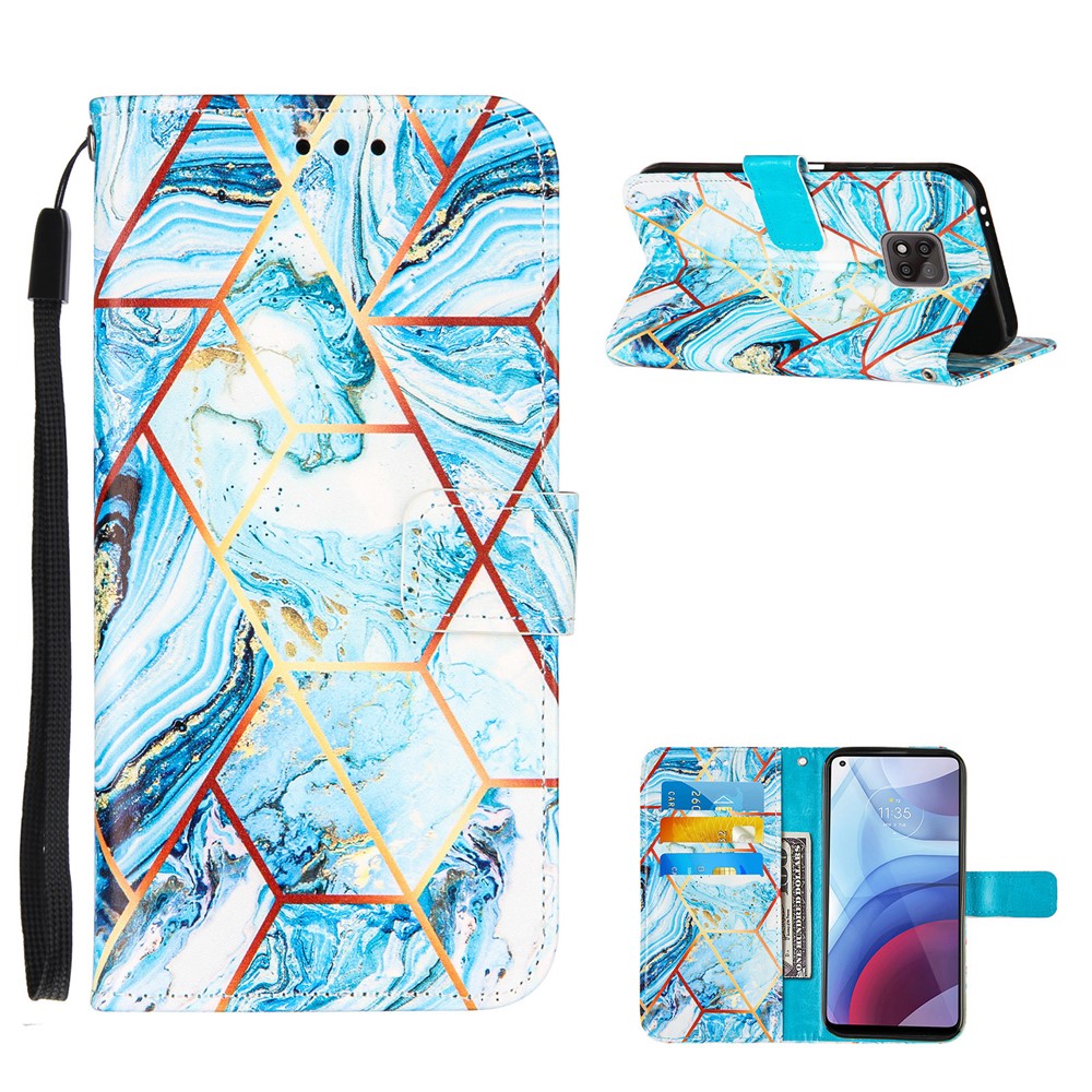 Stand Design Marble Pattern Splicing Leather Case Cover for Motorola Moto G Power (2021) - Style A-1