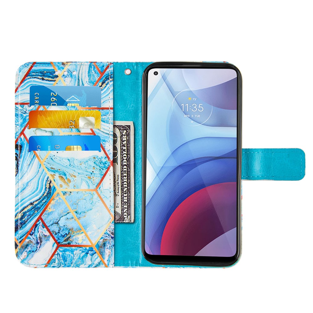 Stand Design Marble Pattern Splicing Leather Case Cover for Motorola Moto G Power (2021) - Style A-5