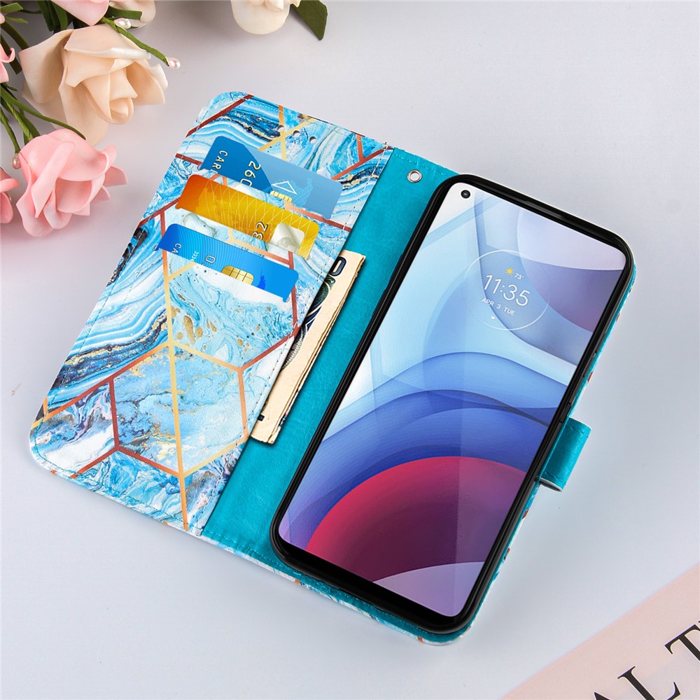 Stand Design Marble Pattern Splicing Leather Case Cover for Motorola Moto G Power (2021) - Style A-7