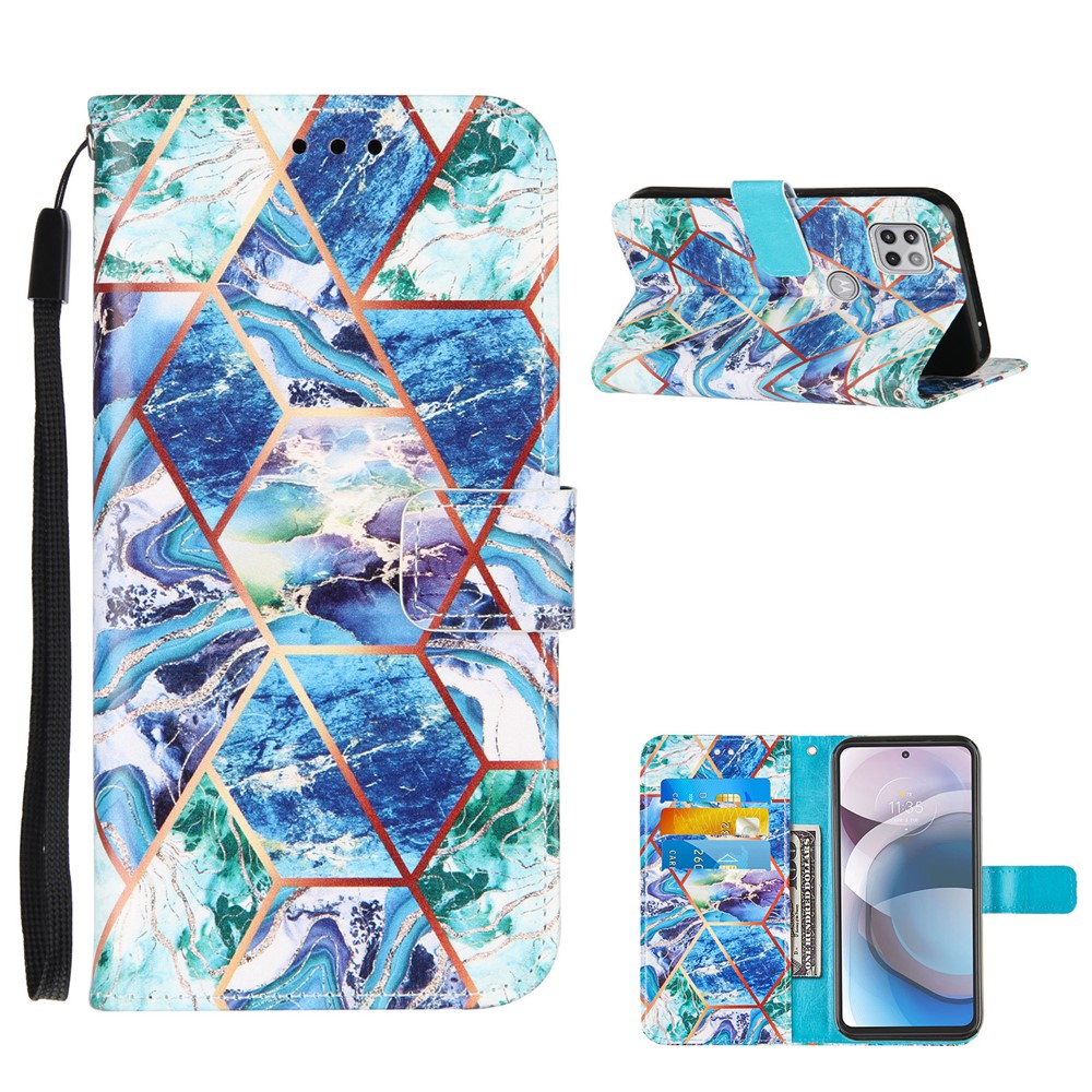 Marble Pattern Splicing Design Leather Case Cover with Wallet and Stand for Motorola One 5G Ace - Style A-1