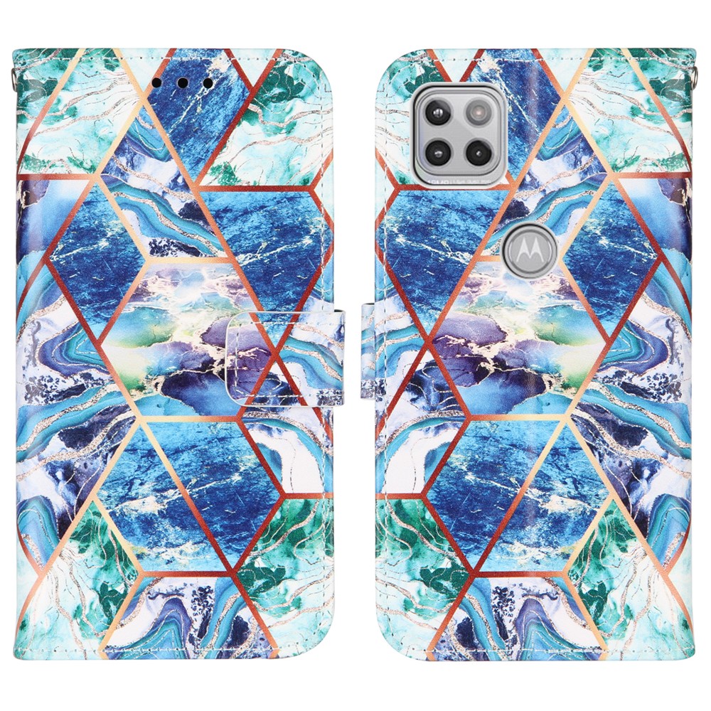 Marble Pattern Splicing Design Leather Case Cover with Wallet and Stand for Motorola One 5G Ace - Style A-3