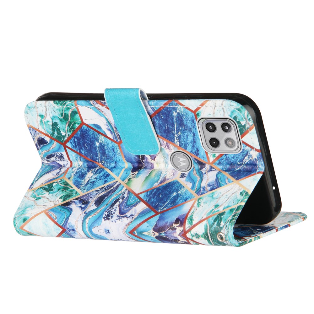 Marble Pattern Splicing Design Leather Case Cover with Wallet and Stand for Motorola One 5G Ace - Style A-4