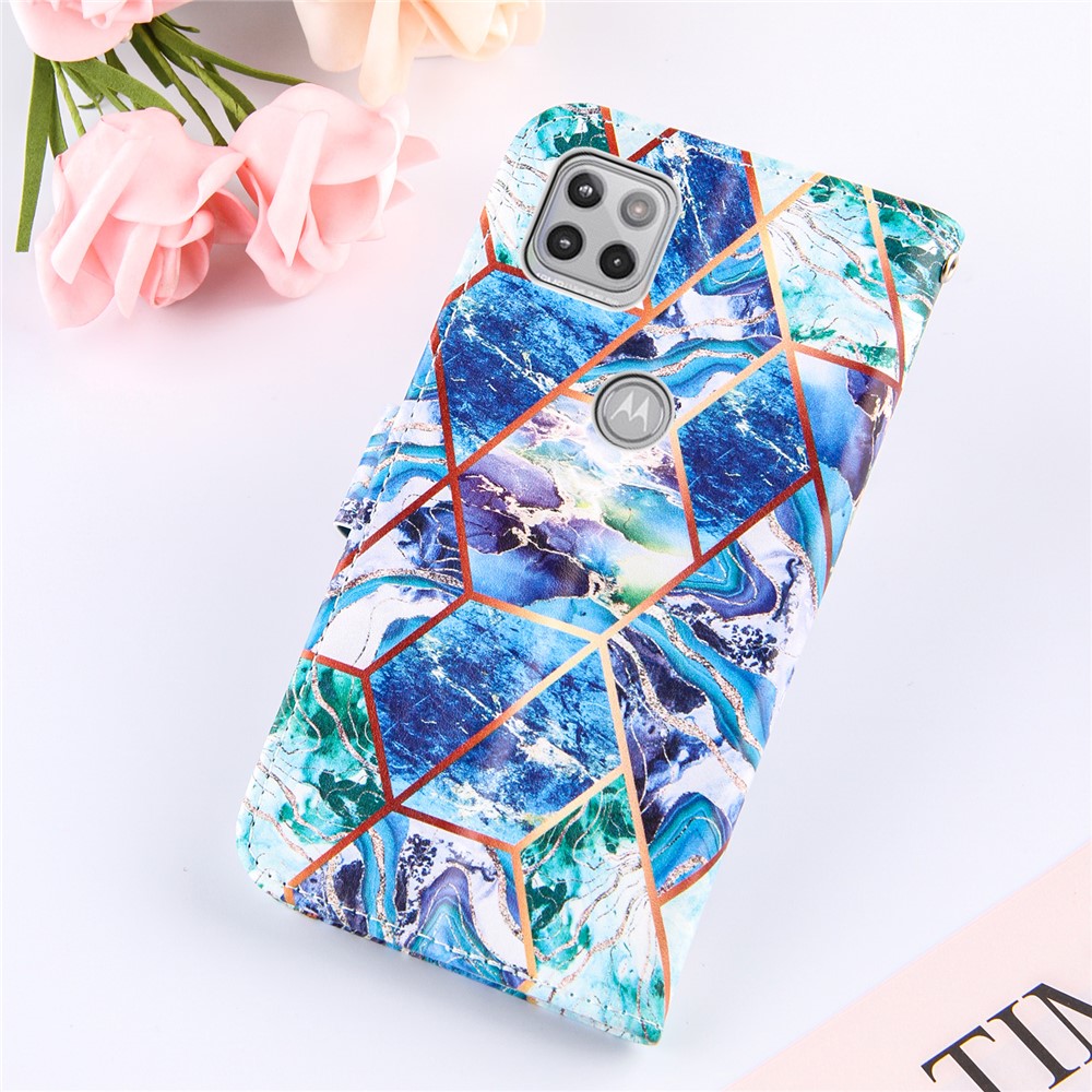 Marble Pattern Splicing Design Leather Case Cover with Wallet and Stand for Motorola One 5G Ace - Style A-9