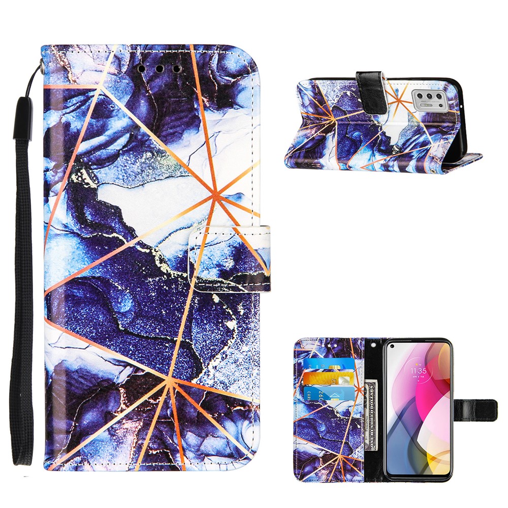 Wallet Stand Design Splicing Marble Pattern Leather Case Cover for Motorola Moto G Stylus (2021) - Style A-1