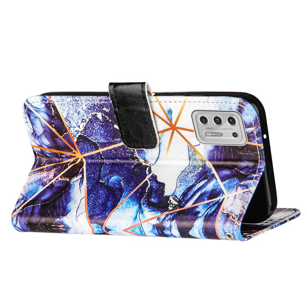 Wallet Stand Design Splicing Marble Pattern Leather Case Cover for Motorola Moto G Stylus (2021) - Style A-4
