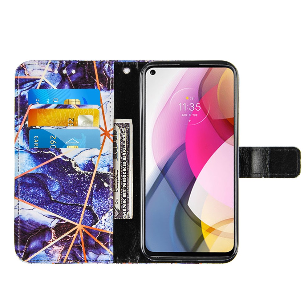 Wallet Stand Design Splicing Marble Pattern Leather Case Cover for Motorola Moto G Stylus (2021) - Style A-5