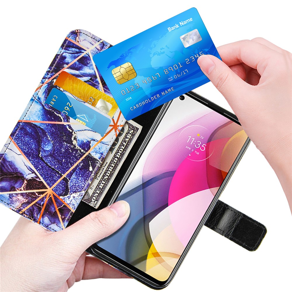 Wallet Stand Design Splicing Marble Pattern Leather Case Cover for Motorola Moto G Stylus (2021) - Style A-6